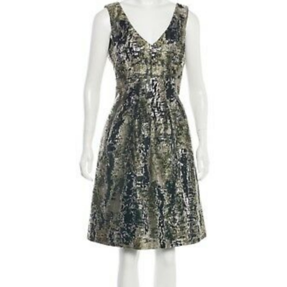 Lela Rose metallic silk draped dress size 2